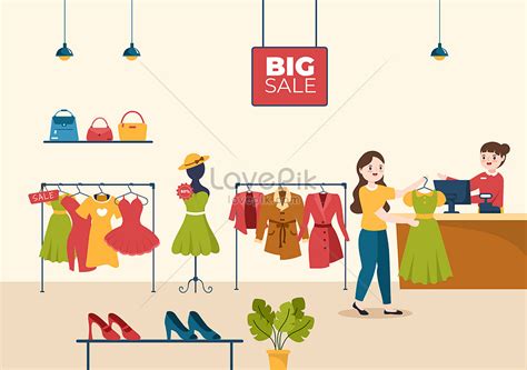 Ilustración De La Tienda De Ropa De Moda PSD ilustraciones imagenes