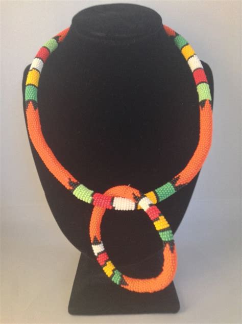 Zulu Beaded Rope Necklace Headband And Bangle Set By Houseofyimama