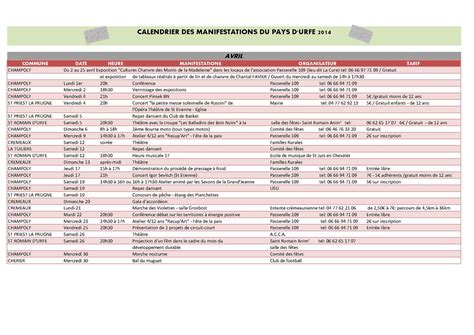 Calaméo Calendrier des manifestations