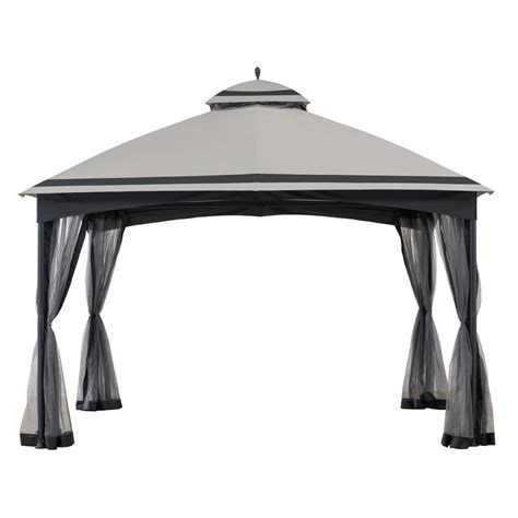 Sunjoy Outdoor Patio 11 X 13 Ft Black Steel Frame 2 Tier Soft Top Gazebo