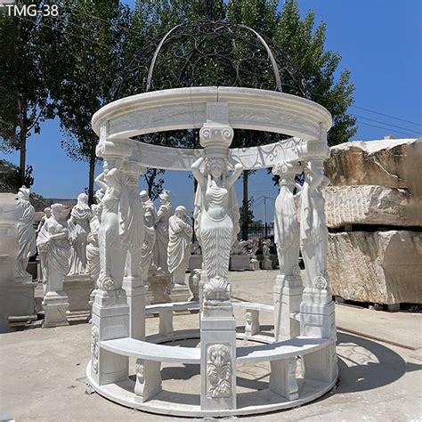 Outdoor White Marble Garden Gazebo With Female Pillars For Sale