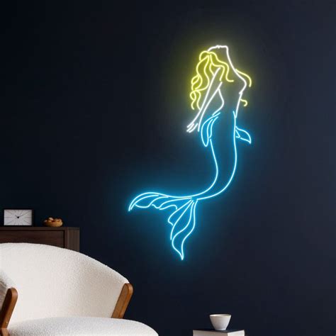 Mermaid Neon Sign Mermaid Girl Led Sign Mermaid Lady Neon Light