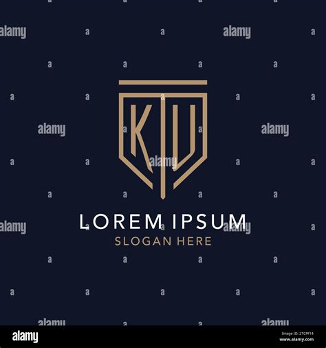 Ku Initial Logo Monogram With Simple Luxury Shield Icon Design