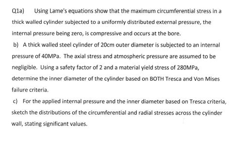 Solved Q1a Using Lame S Equations Show That The Maximum