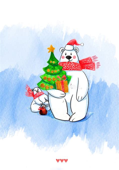 Polar christmas bear stock illustration. Illustration of children - 158851814