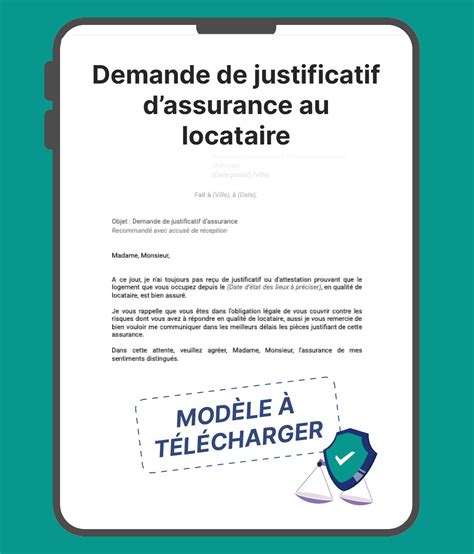 Demande de justificatif d assurance au locataire modèle gratuit