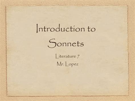 Sonnets For 7th Grade Ppt