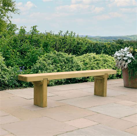 Backless Wooden Bench Three Seater Rebecca Garden Bench