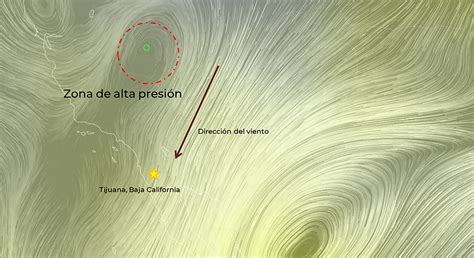 Vientos de Santa Ana en la península de Baja California Centro