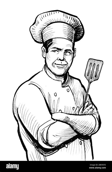 Chef Cuisinier Dessin Banque Dimages Noir Et Blanc Alamy