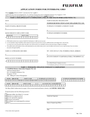 Fillable Online APPLICATION FORM FOR INTERBANK GIRO Fujifilm Fax