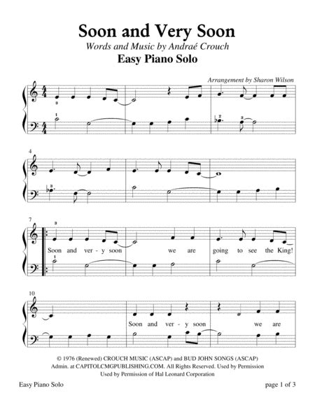 Soon And Very Soon Arr Sharon Wilson By Andrae Crouch Sheet Music For Easy Piano At Sheet