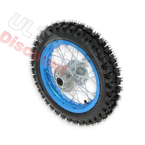 Roue Arrière 12 Bleue clair avec Crampons 12mm pour Dirt Bike AGB27