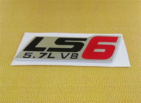 Auto Car Chrome Red Ls6 57l V8 Engine Emblem Badge Sticker In Car
