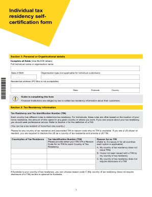 Fillable Online Individual Tax Residency Self Certification Form Fax