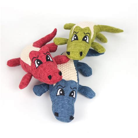 Dog chew toy – Linen & Plush Alligator with sound – Assorted Colors ...