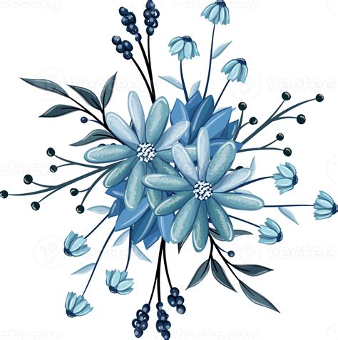 Blue Floral Bouquet With Watercolor 16407668 Png