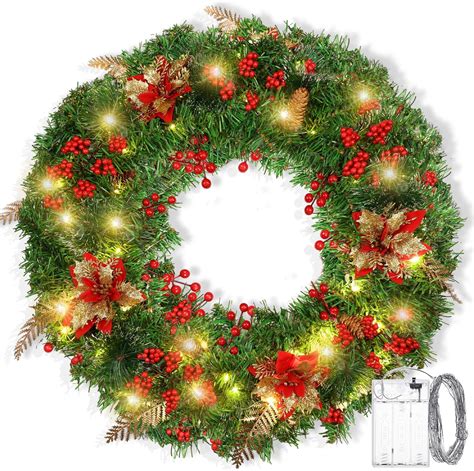 Suzile 24 Inch Pre Lit Christmas Wreath With Light Large