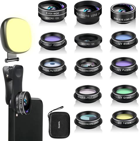 Godefa Handy Kamera Objektiv Set 14 In 1 Objektive Mit Selfie Ring