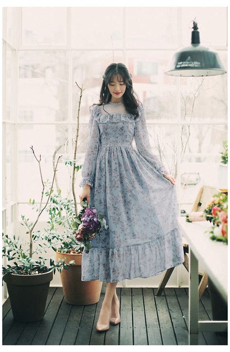 Amelie Dress Lineemily Flower Maxi Dress Korean Fashion Women Dresses Milkcocoa Trang