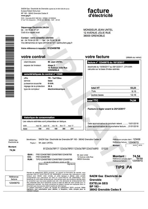 Comprendre ma facture d électricité exemple d une facture GEG