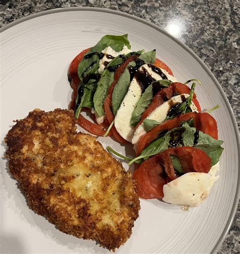 Homemade Chicken Cutlet And Caprese Salad