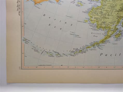 1957 Antique ALASKA Atlas Map Vintage Encyclopedia Britannica World