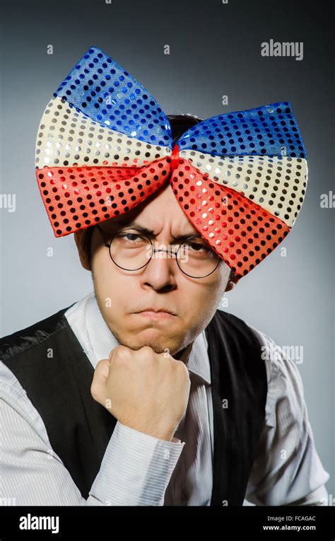 Funny Man With Giant Bow Tie Stock Photo Alamy