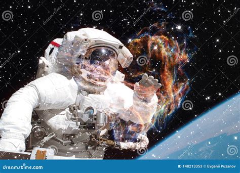 Astronaut In Deep Space Elements Of This Image Furnished By NASA Stock