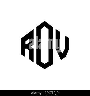 ROV letter logo design with polygon shape. ROV polygon and cube shape ...