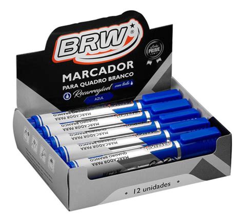 Pincel Marcador Quadro Branco Recarregável Azul Brw Cx C 12 MercadoLivre