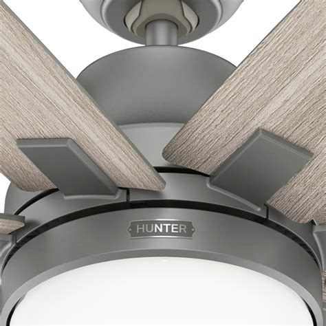 Hunter Wilder 60 In Matte Silver With Light Gray Oak Blades Led Indoor Ceiling Fan With Light 7