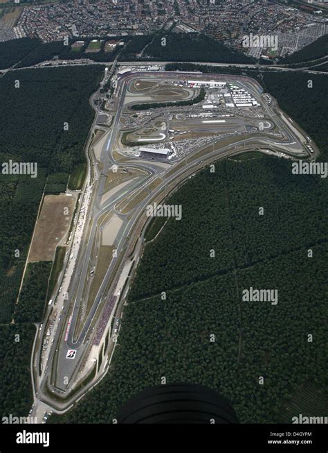 Aerial view on the Hockenheimring race track ahead of the Formula 1 ...