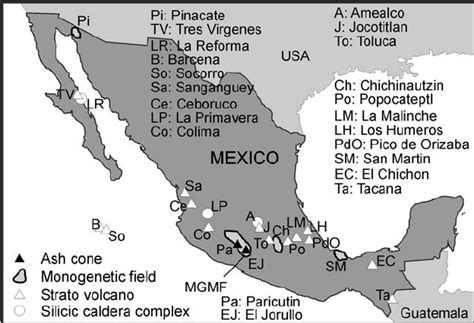 Active Volcanoes Mexico Map - American Map