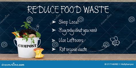 Reduce Food Waste Text Ways To Reduced Food Waste Listed On Chalk