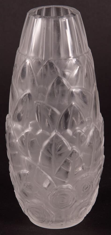 André Hunebelle A French Art Deco Frosted Glass Vase Mutualart