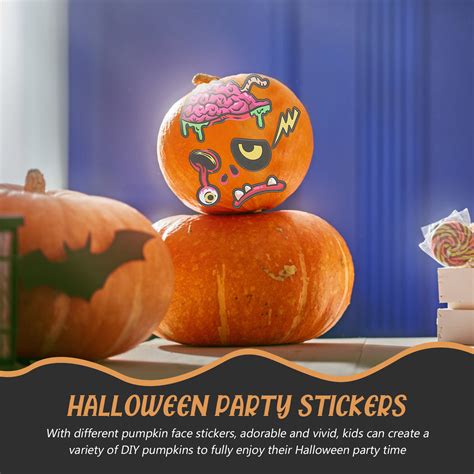 10 Sheets of Interesting Pumpkin Face Stickers Halloween Pumpkin ...