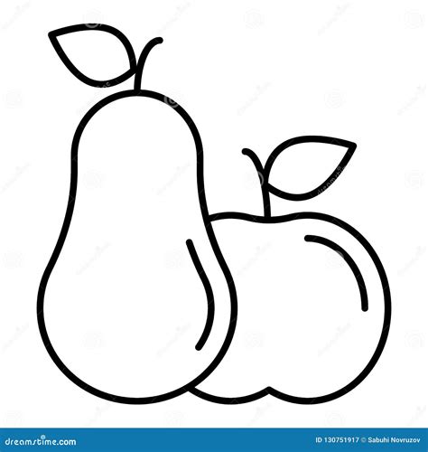 Apple And Pear Thin Line Icon Fruits Vector Illustration Isolated On