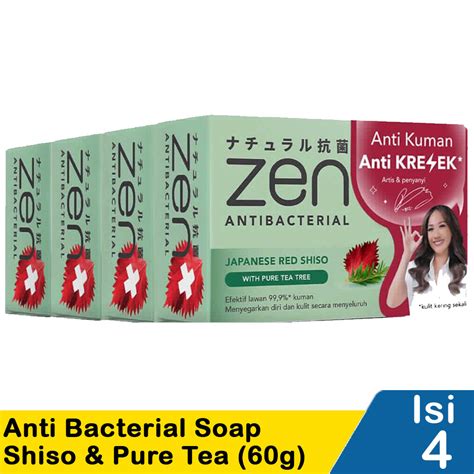 Zen Anti Bacterial Body Soap Shiso Pure Tea Tree 4X60g Klik Indomaret