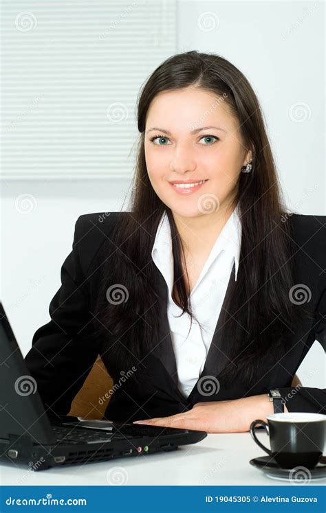 Beautiful Girl Working In The Office Stock Image Image Of Laptop