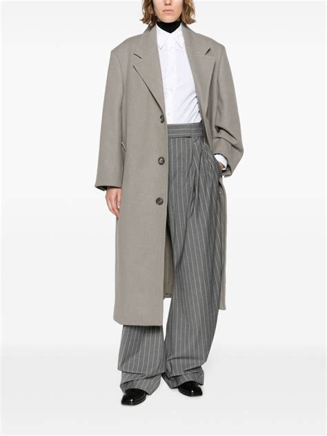 AMI Paris Single Breasted Ribbed Coat Farfetch