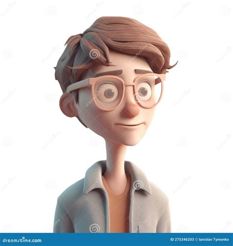 3d Icon Avatar Cartoon Character Stylish Man With Glasses Cartoon Close Up Portrait On