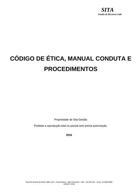 Pdf CÓdigo De Ética Manual Conduta E Procedimentos · Conhecimento