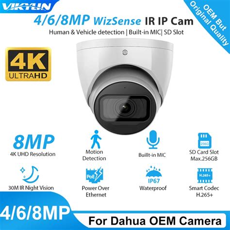 Vikylin For Dahua Security Camera Mp K Ir Night Vision Starlight Dome