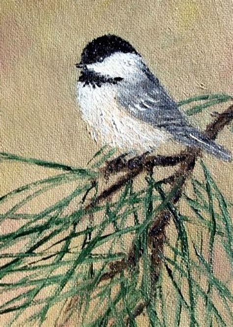 Chickadee Set 17 Bird 2 Detail Print Painting By Kathleen McDermott