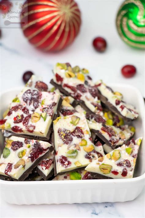 Easy Double Chocolate Bark With Cranberries And Pistachios Manila Spoon