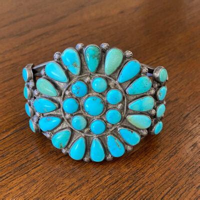 Heavy Navajo Turquoise Cluster Bracelet