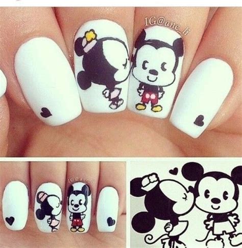 Pin On Nails Ooh La La Mickey Nails Square Nails Pretty Nail Art