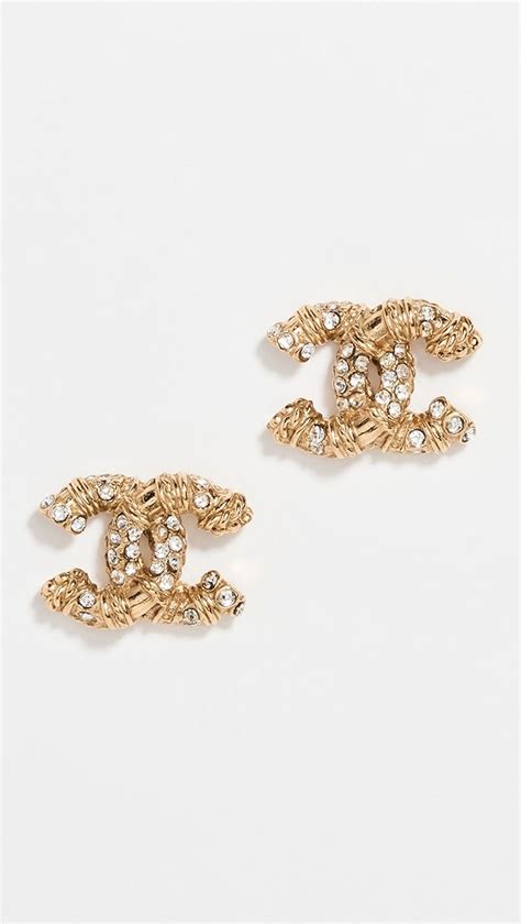 Shopbop Archive Chanel Chain Wrap Rhinestone Cc Studs Shopbop