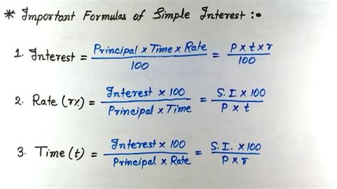 Important Formulas For Simple And Compound Interest Youtube